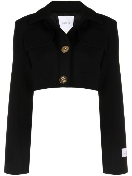 Logo-appliqué cropped blazer - Black