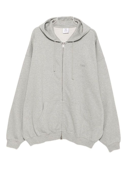 Logo-embroidered zip-up hoodie - Grey