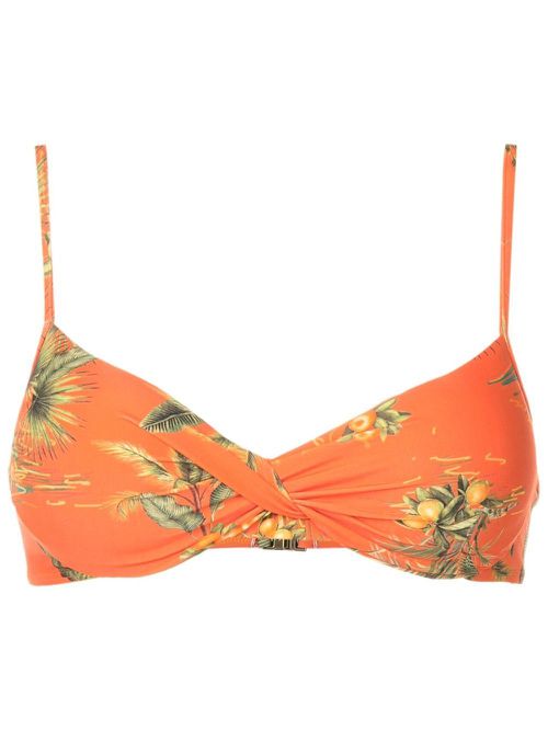 Floral-print bikini top - Orange