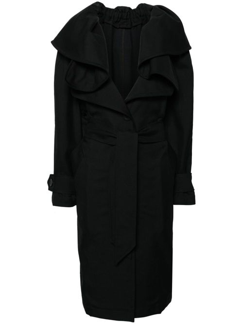 Belted gabardine trench coat - Black