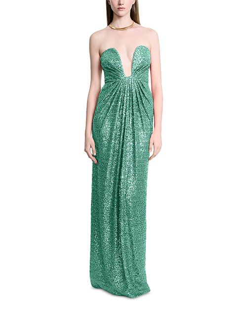 Plunging Neck Evening Gown
