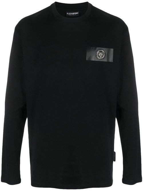 Logo-patch long-sleeved T-shirt - Black