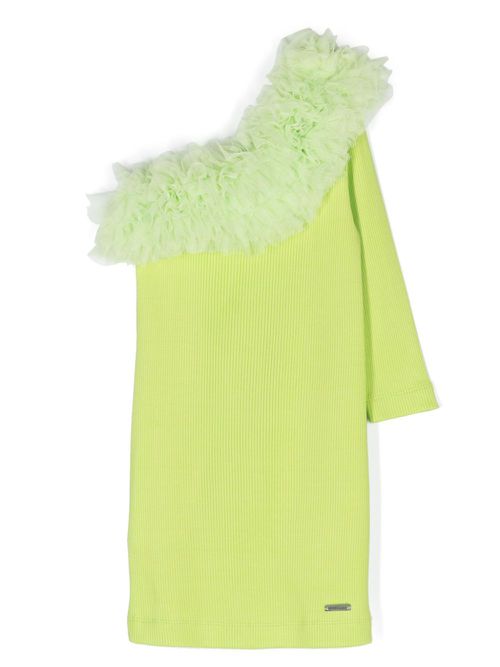 One-shoulder ribbed-knit top - Green