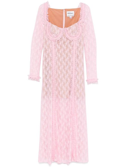 X Christopher Kane lace ruffle midi dress - Pink