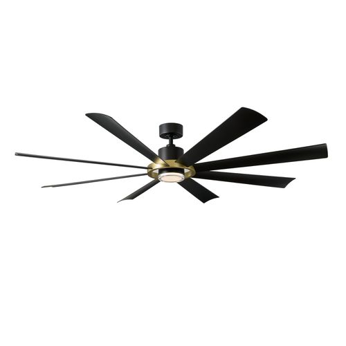 Soft Brass Matte Black 72"Ceiling Fan from the Aura Collection