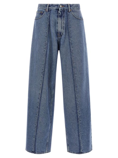 Wide-Leg Cotton Denim Jeans — Blue