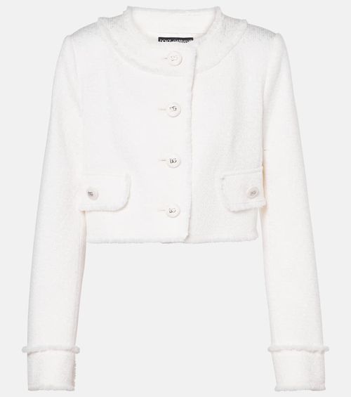 Cropped wool-blend tweed jacket