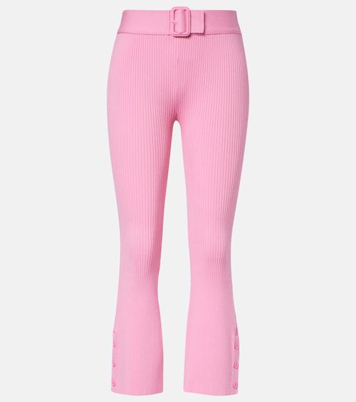 Courrèges Belted ribbed-knit capri pants