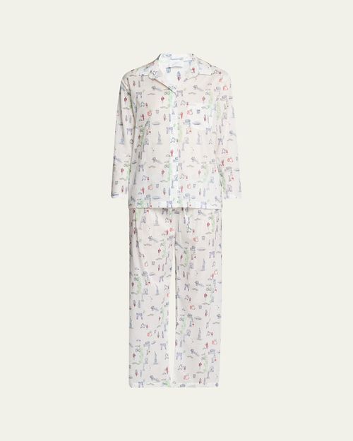 NYC Icon Map-Print Egyptian Cotton Pajama Set