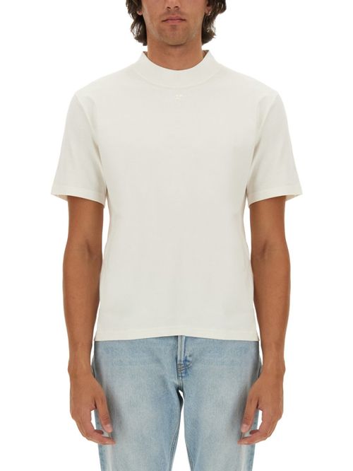 White Mock Collar T-Shirt