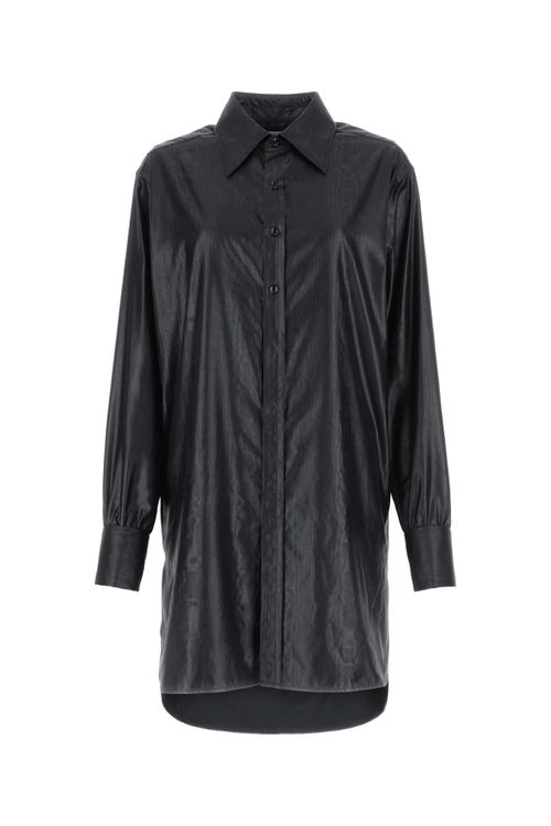 Black Polyester Oversize Shirt — Black
