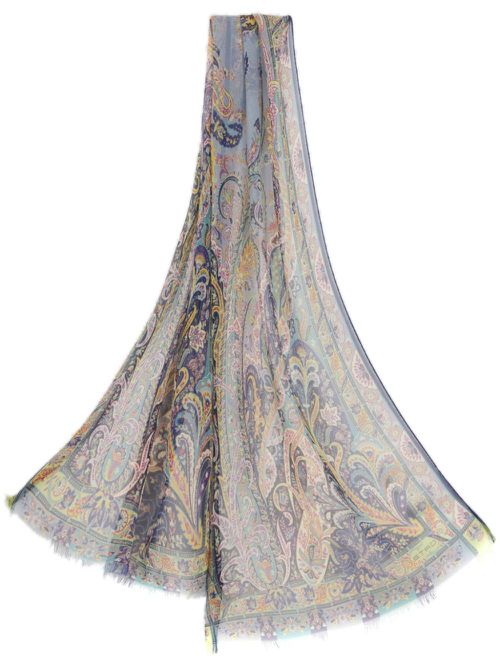 Paisley-print silk scarf - Blue