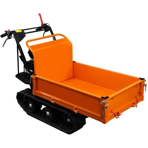 Mini Dumper Tracked Power Barrow Petrol Transporter 300kg 196cc 6.5HP Drop Side Front Cargo Manual Gas Sprung Tipping 4 Speed Gears 3 Forward 1 Revers