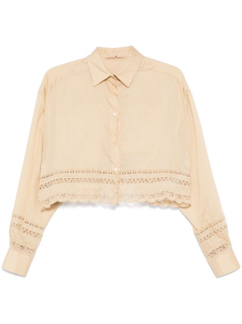 Floral-embroidery shirt - Neutrals