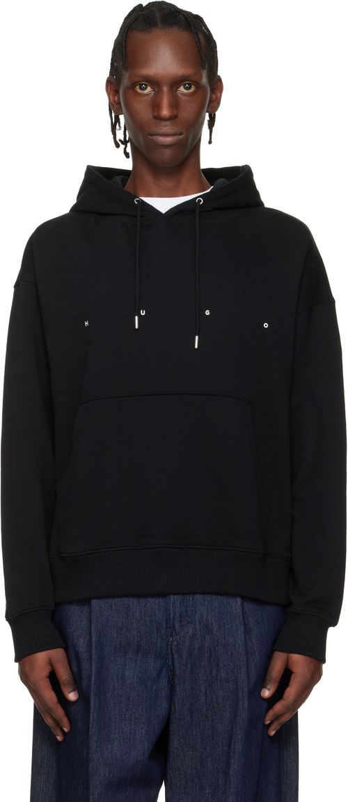 Black Oversized-Fit Graphic Print Hoodie