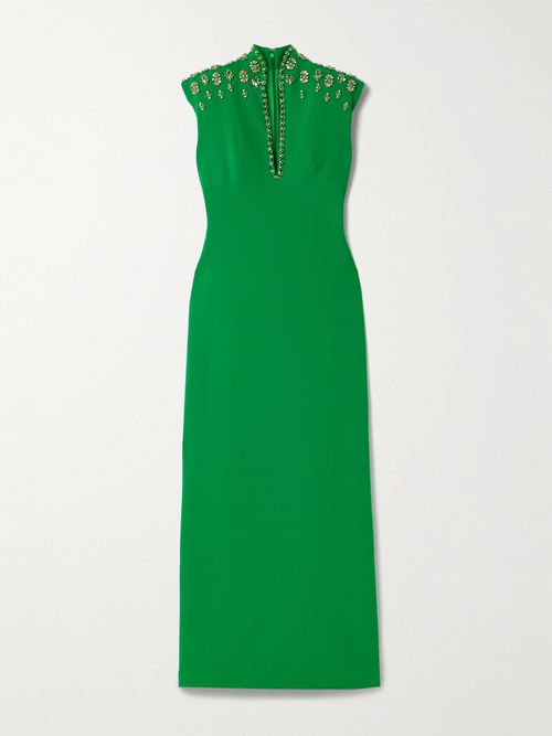 Heather Crystal-embellished Crepe Gown - Green