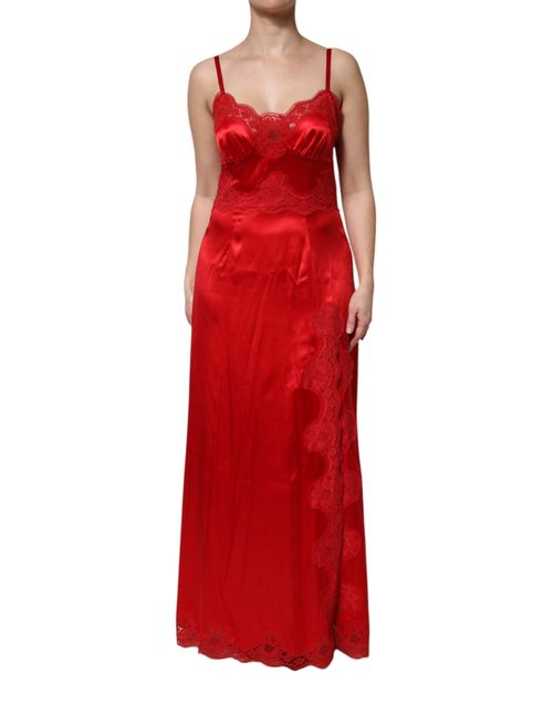 Silk Sweetheart Neckline Dress — Red