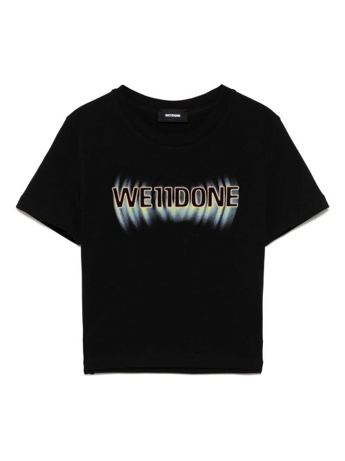 We11done logo cropped T-shirt - Black