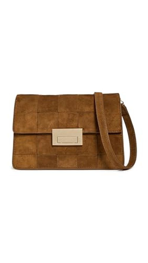 Loeffler Randall Women's Delphine Leather Clutch, Cacao, Brown, One Size