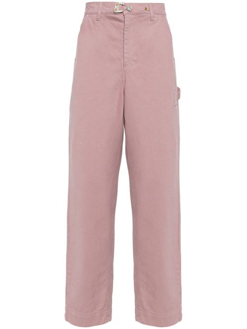 Baggy logo-plaque straight-leg jeans - Pink