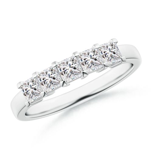 Angara 0.8 Carat Classic Five Stone Princess Diamond Wedding Ring for Her in 18K White Gold