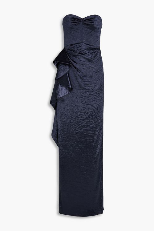 Eymen strapless draped hammered satin maxi dress - Blue - FR 36