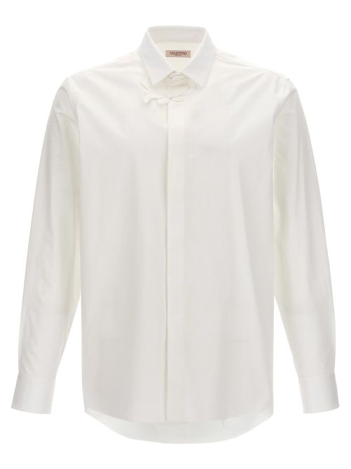 -Valentino Shirt With Flower Patch Camicie Bianco-Uomo