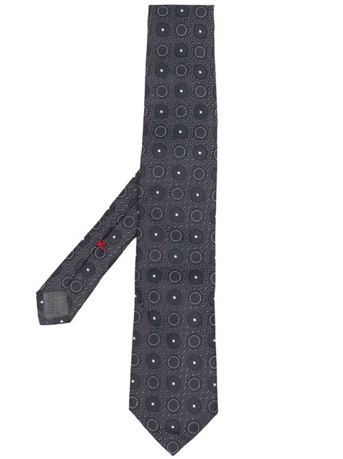 Motif-embroidered silk tie - Blue