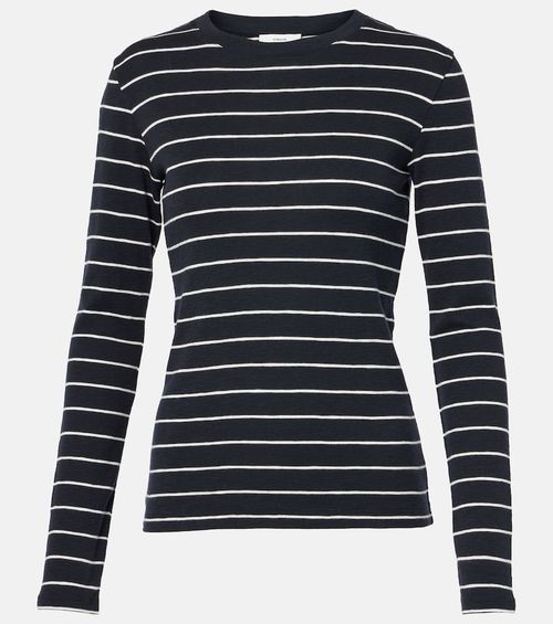 Striped cotton-blend top