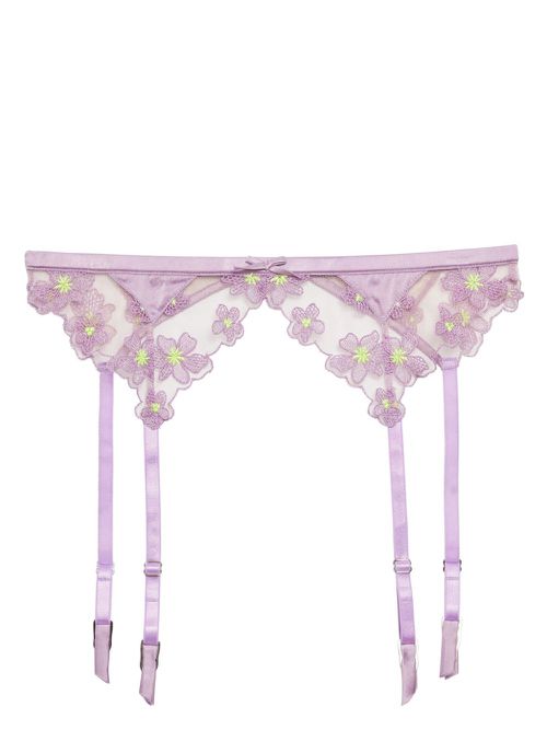 Petal embroidery garter - Purple
