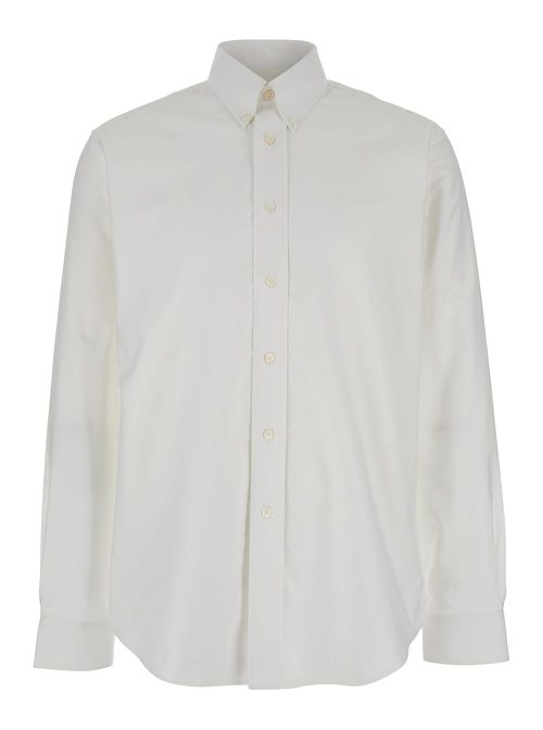 White Shirt With Logo Embroidered On The Front In Cotton Man