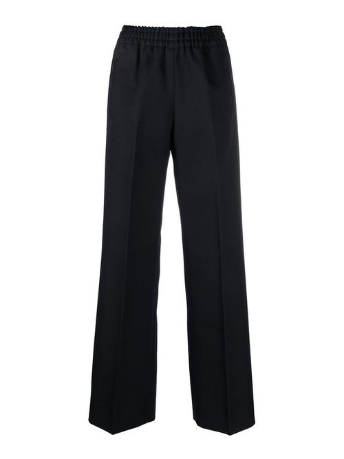 Trousers with elastic and pleats