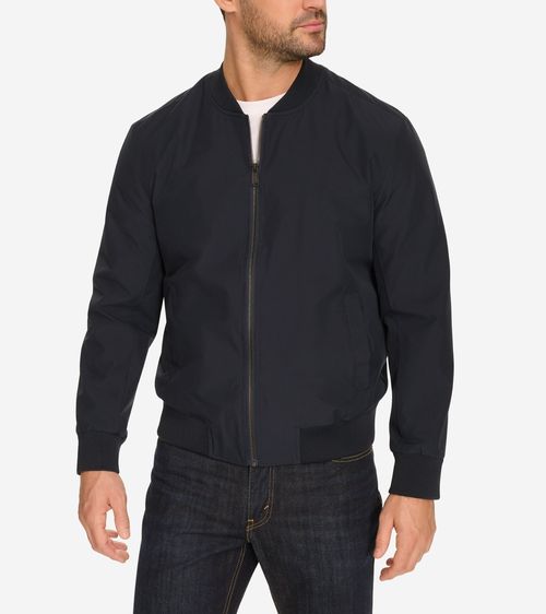 Men's Nylon Bomber Jacket - Blue