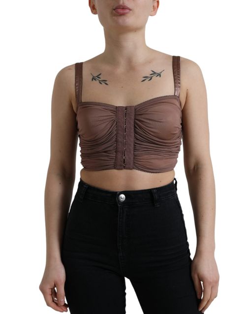 Viscose Ruched Bustier Bustier Top — Brown