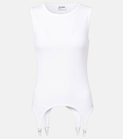 Ribbed-knit cotton jersey tank top