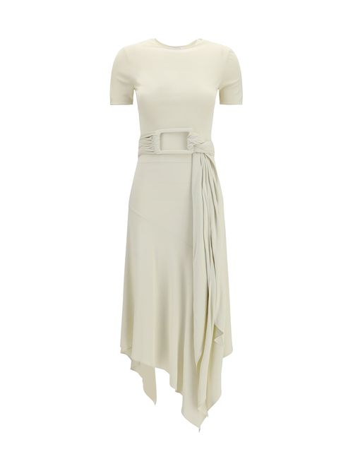 Belted Jersey Dress — Cream