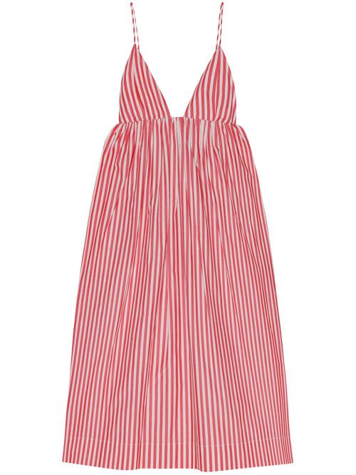 Striped V-neck dress - Red