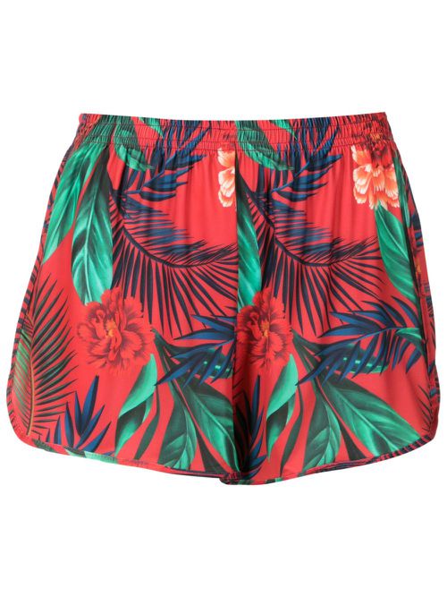 Lee botanical-print mini shorts - Red