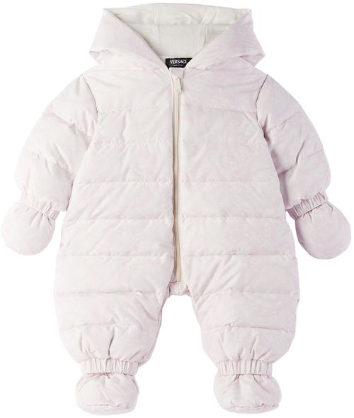 Versace Baby White & Pink Barocco Down Snowsuit