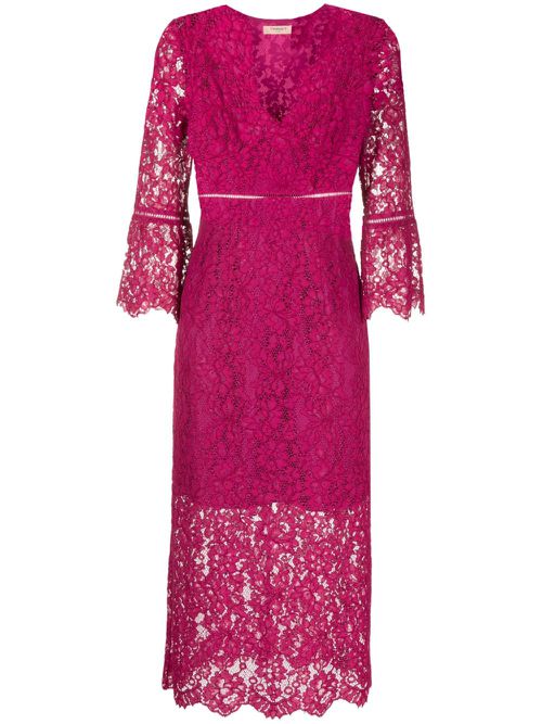 Macramé-lace midi dress - Pink