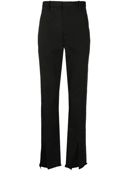 Split fray-trim trousers - Black