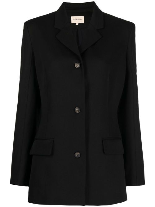 Single-breasted virgin-wool blazer - Black