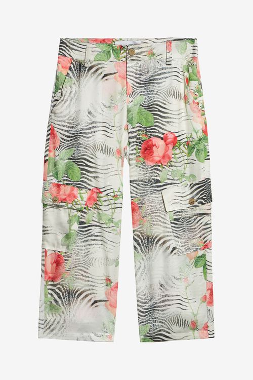 Pants With Mini Zebra And Rose Print - Female Girls (4