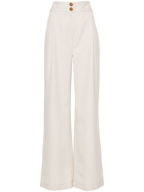 Pinstriped wide-leg trousers - Neutrals