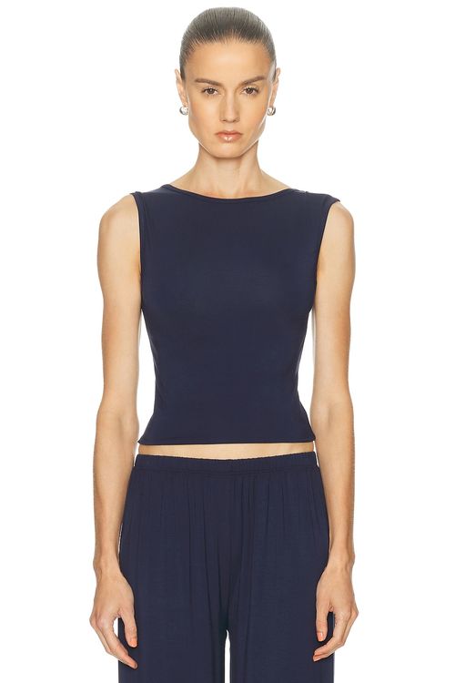 KYE Bateau Sleeveless Top in Navy - Navy. 4 also
