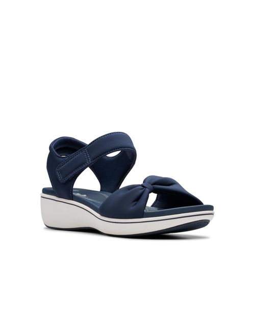 Cloudsteppers Women's Breeze Rae Sara Riptape Flat Sandals - Navy Textile