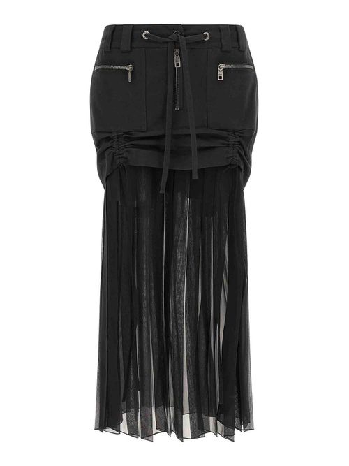 Twill And Chiffon Skirt
