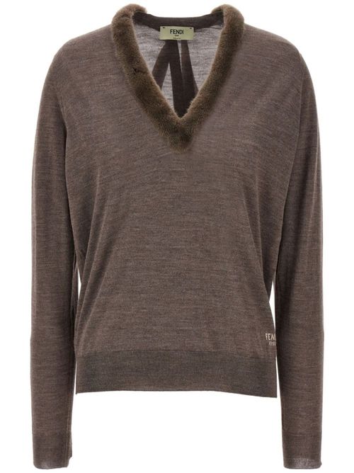 Taupe Classic V-neck Jumper