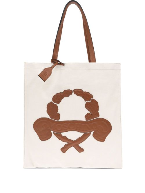 Moschino logo-debossed shoulder bag - Neutrals