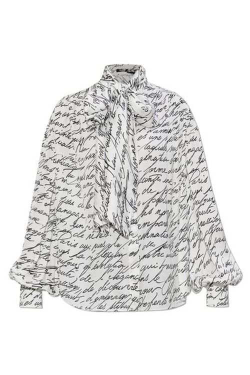 Balmain Logo Detailed Tie-Neck Blouse